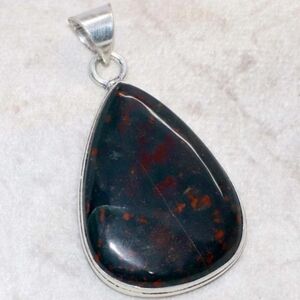 Bloodstone Gemstone 925 Sterling Silver Handmade Pendant Necklace